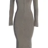 JLUXLABEL Grey Pollie Midi Dress