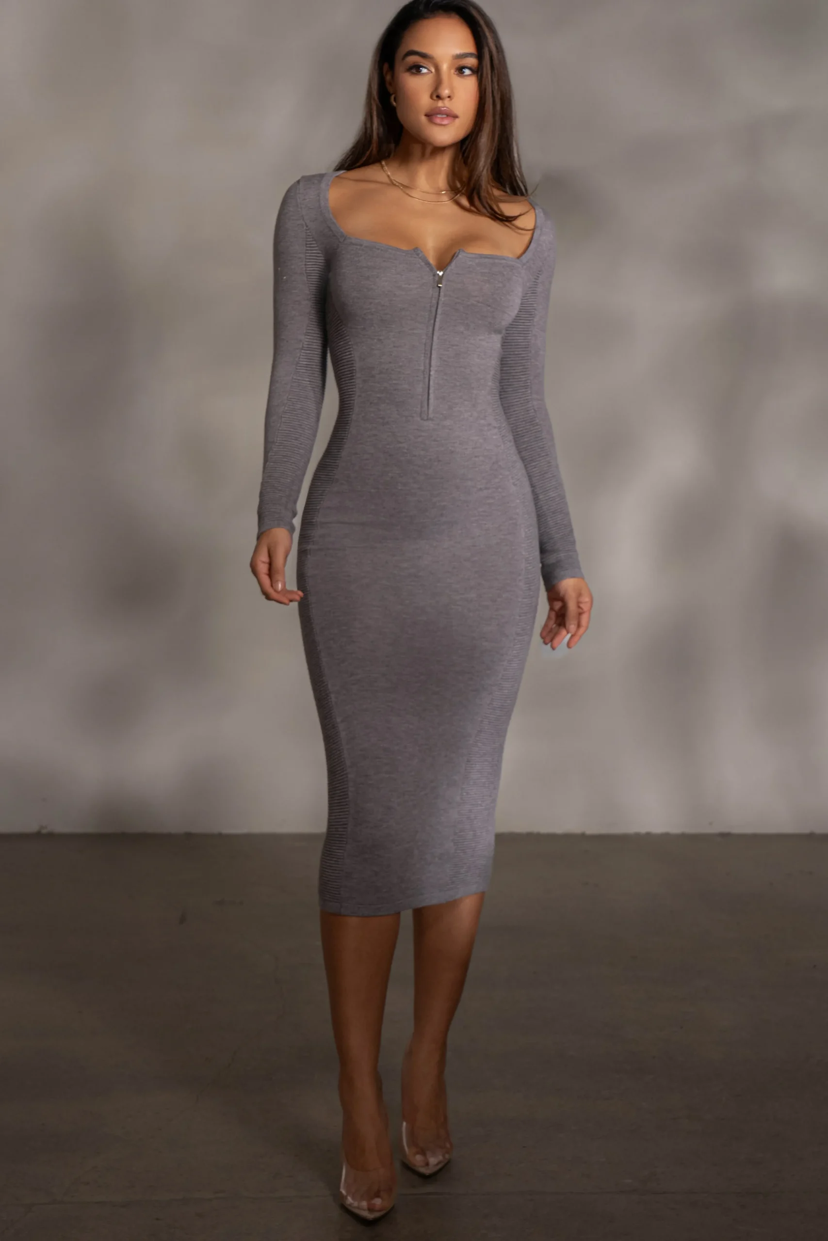 grey_pollie_midi_dress_3.webp JLUXLABEL Grey Pollie Midi Dress
