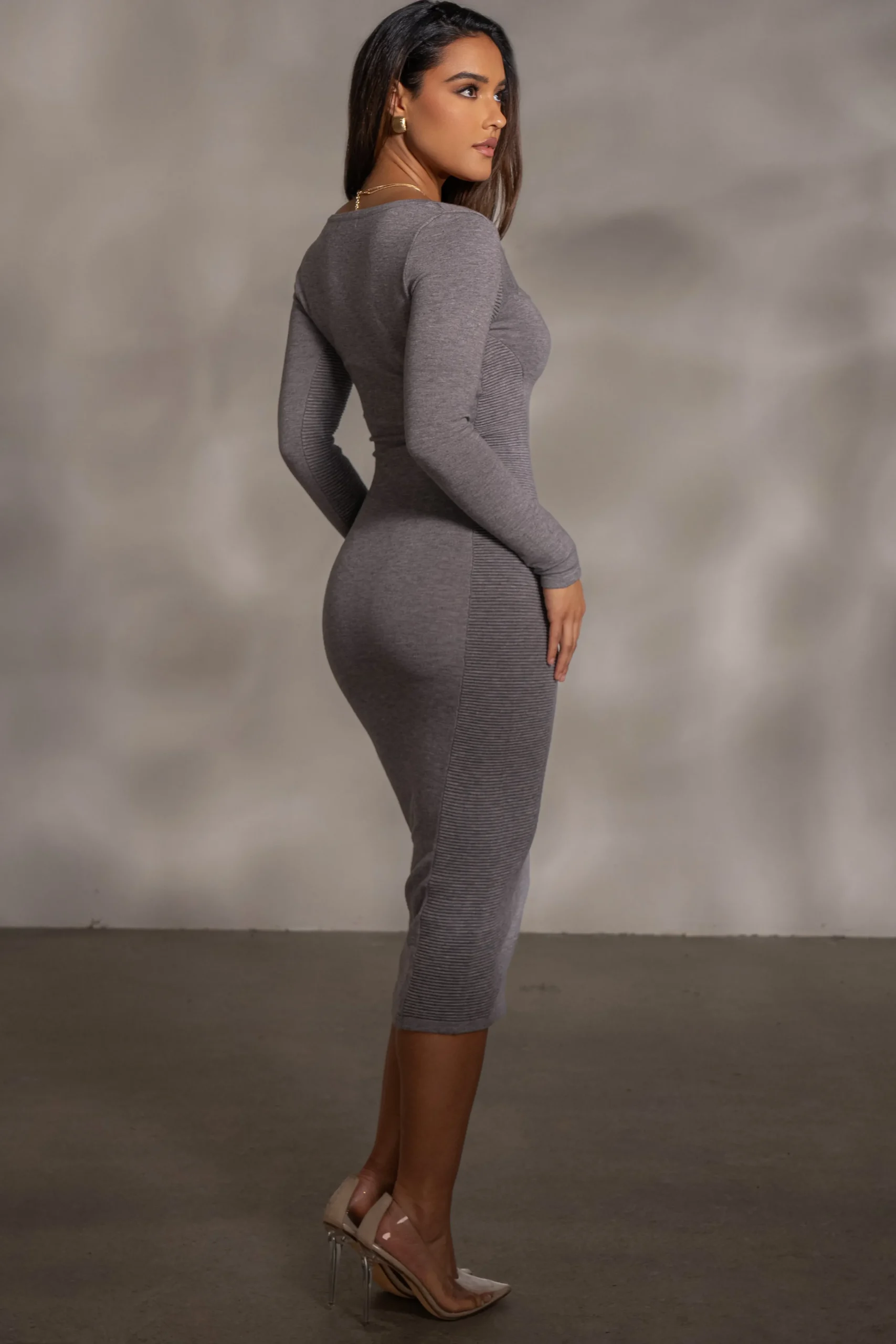 grey_pollie_midi_dress_5.webp JLUXLABEL Grey Pollie Midi Dress