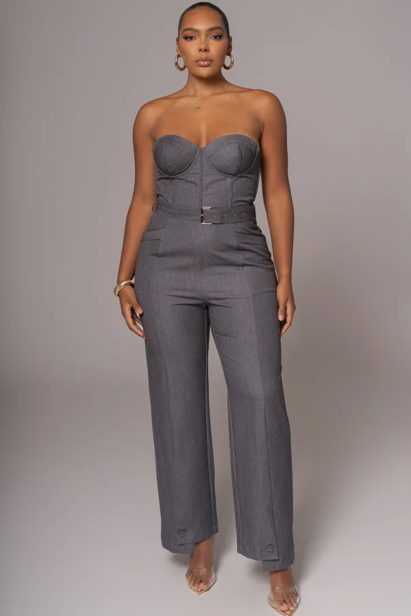 JLUXLABEL Grey Sweetheart Aroma Jumpsuit
