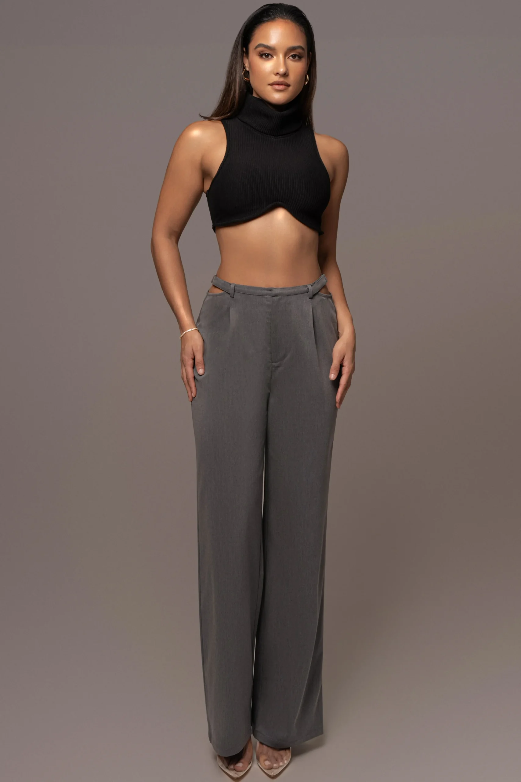 grey_symone_cutout_pants_0.webp JLUXLABEL Grey Symone Cutout Pants