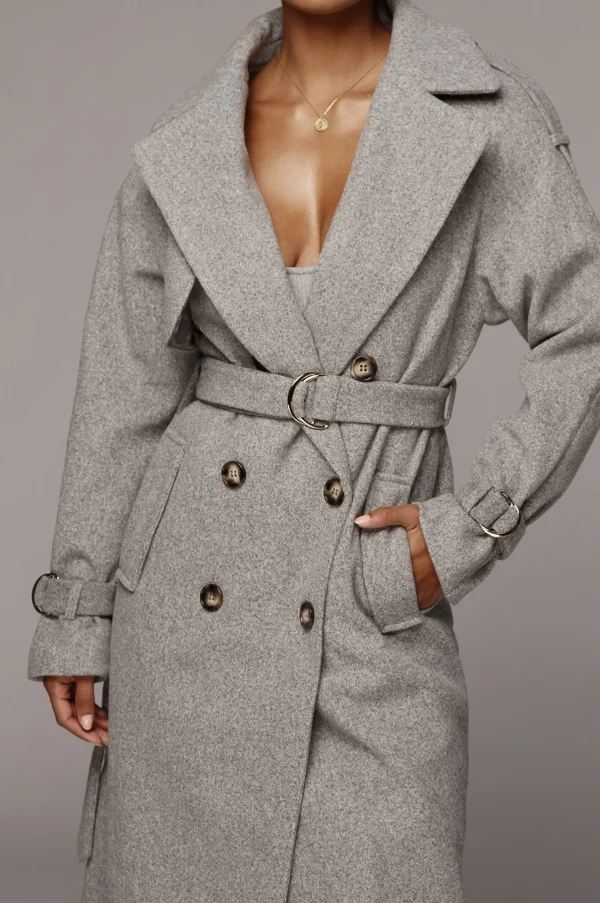 JLUXLABEL Heather Grey Beverly Trench Coat