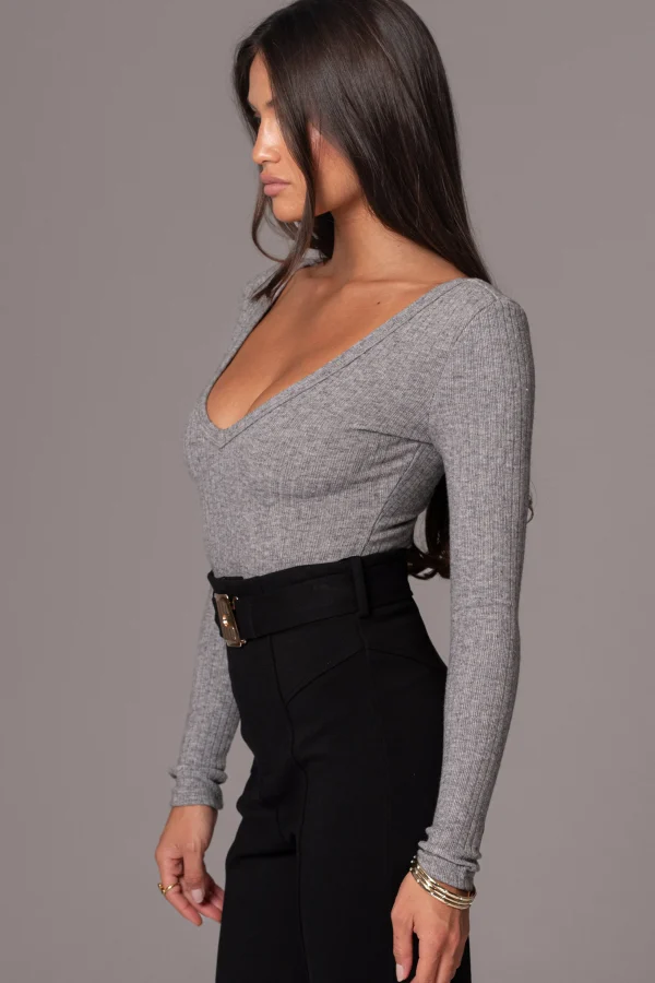 JLUXLABEL Heather Grey Pegasus Chain Bodysuit