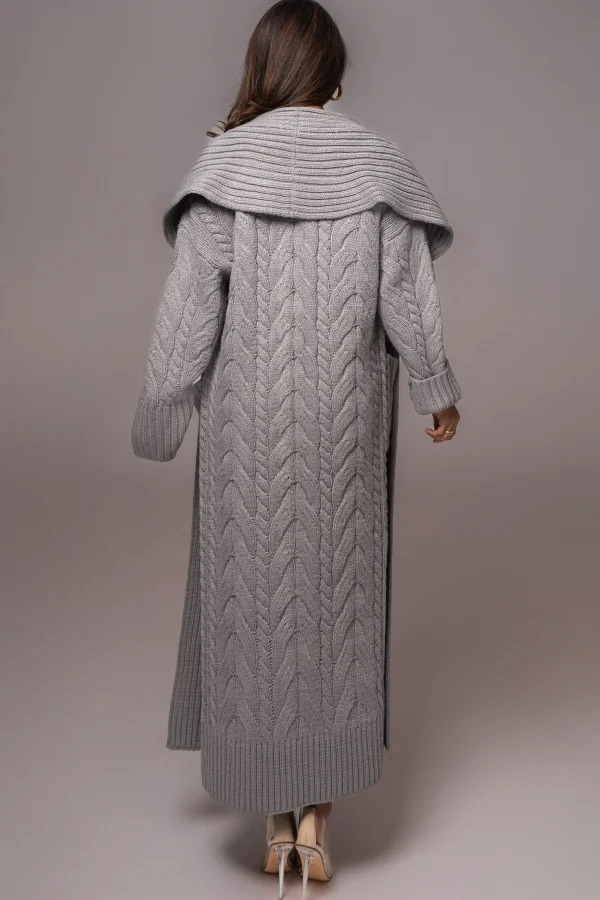 JLUXLABEL Heather Grey Upstate Cable Knit Cardigan
