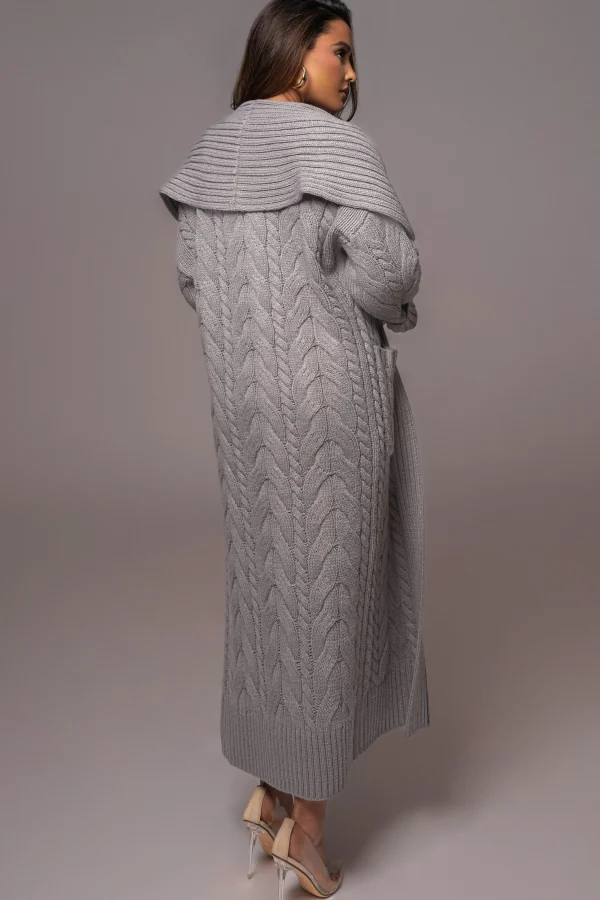 JLUXLABEL Heather Grey Upstate Cable Knit Cardigan