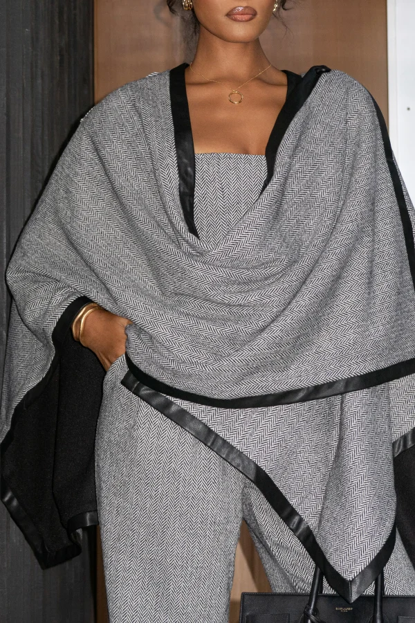 JLUXLABEL Herringbone Reversible Shawl