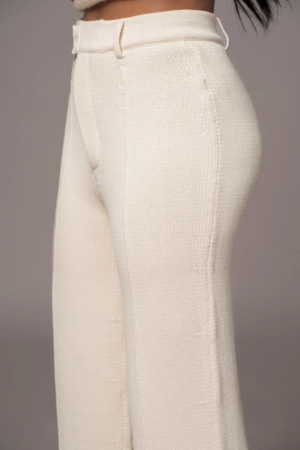 JLUXLABEL Ivory Back In Business Knit Trousers