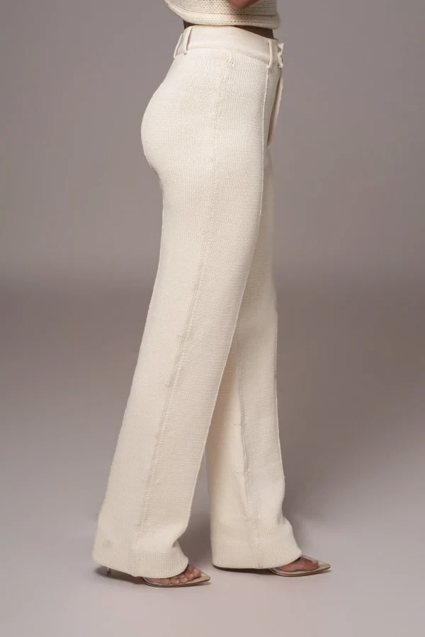 JLUXLABEL Ivory Back In Business Knit Trousers