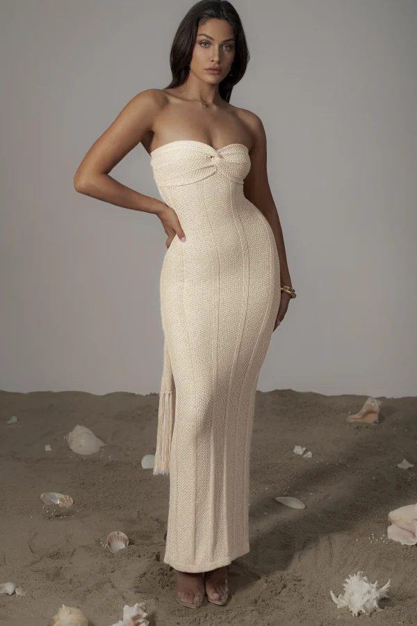 JLUXLABEL Ivory Blanca Strapless Maxi Dress