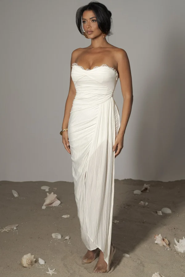 JLUXLABEL Ivory Celestial Drape Maxi Dress