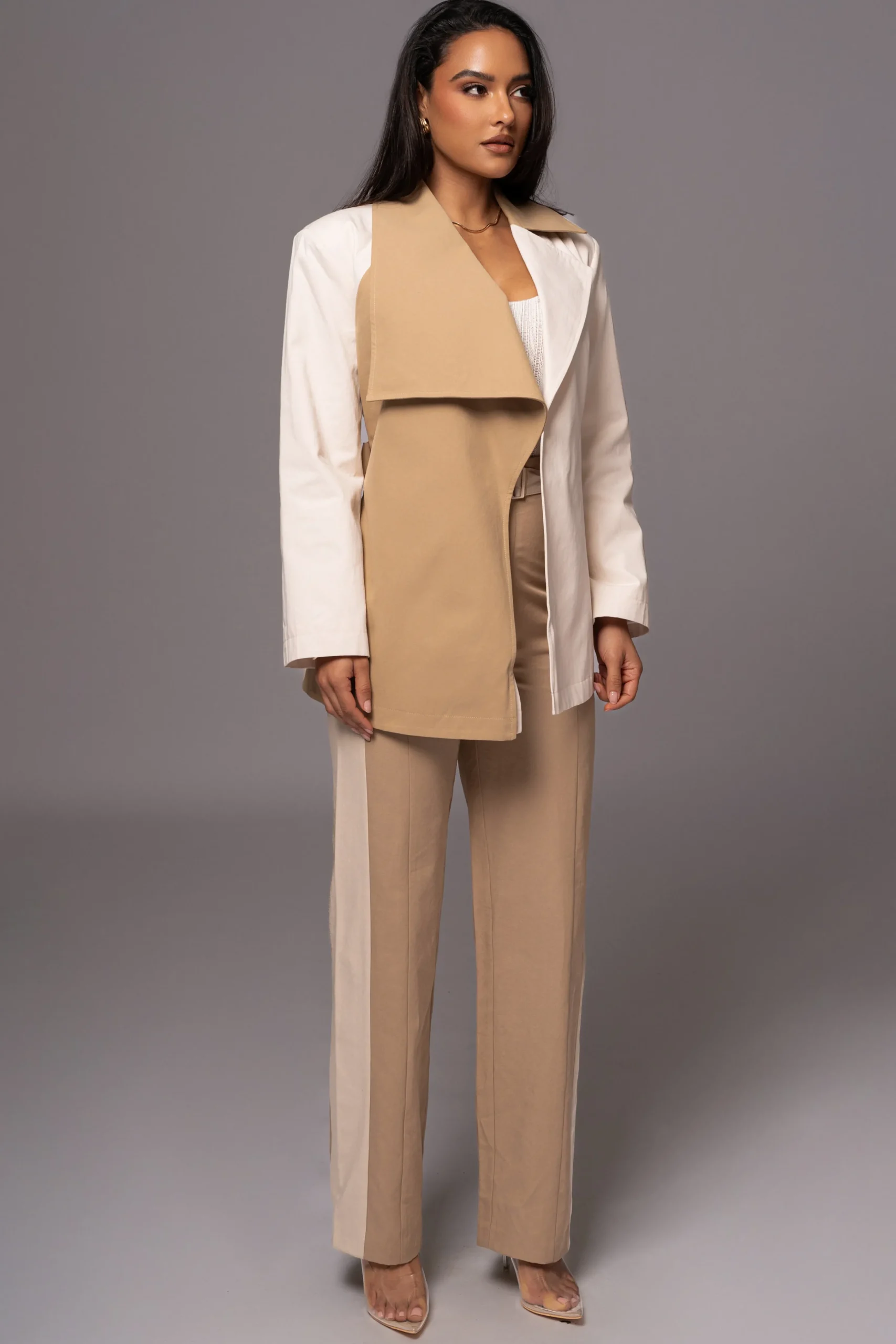 ivory_color_block_summit__9.webp JLUXLABEL Ivory Color Block Summit Belted Jacket