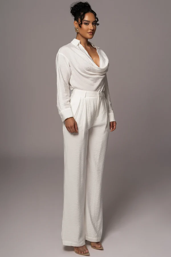 JLUXLABEL Ivory Drew Crinkled Trousers