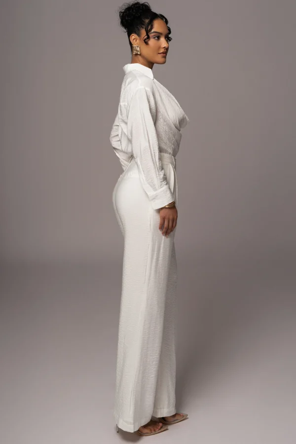 JLUXLABEL Ivory Drew Crinkled Trousers