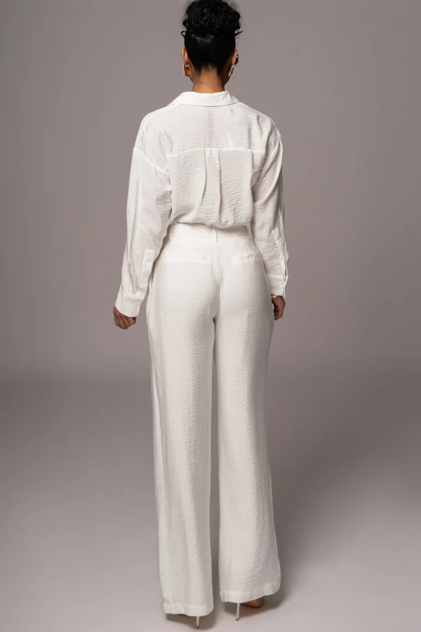 JLUXLABEL Ivory Drew Crinkled Trousers