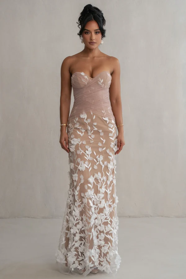 JLUXLABEL Ivory Everlasting Embroidered Gown