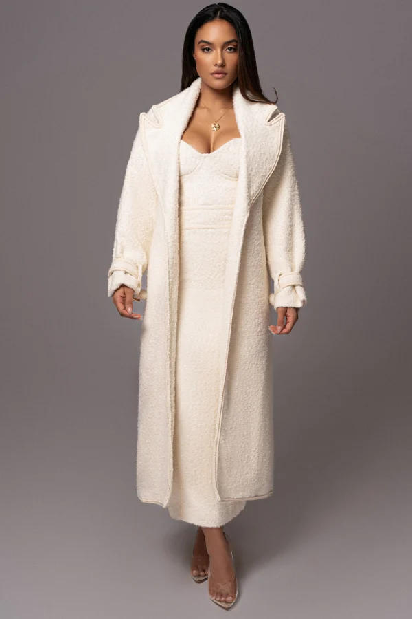 JLUXLABEL Ivory Fit For Success Boucle Coat