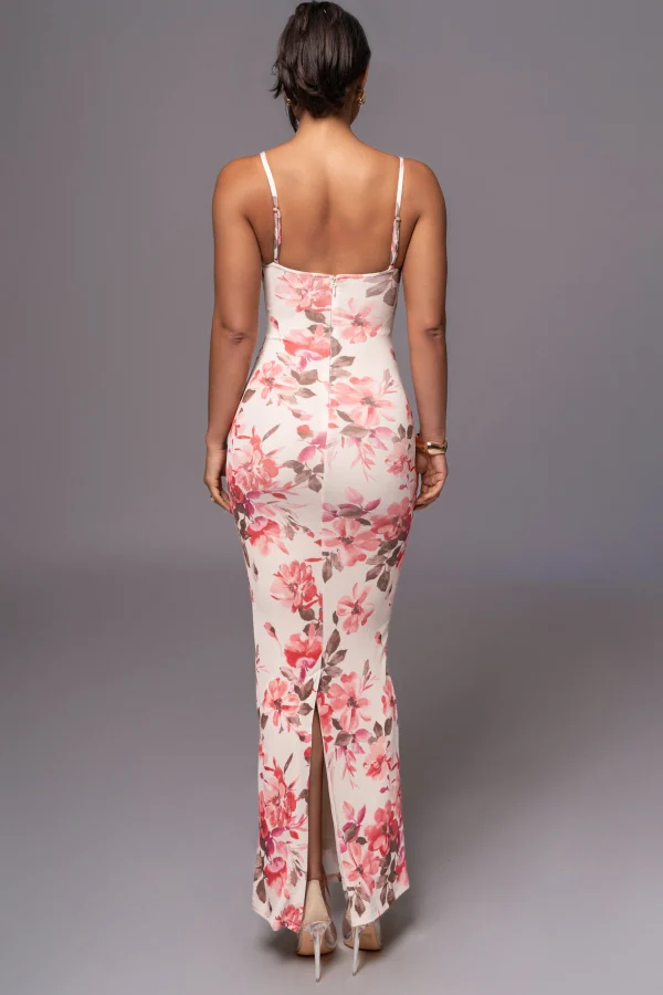 JLUXLABEL Ivory Floral Slinky Visions Of You Maxi Dress