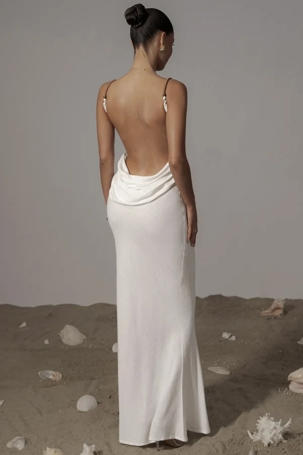 JLUXLABEL Ivory Getaway Linen Maxi Dress