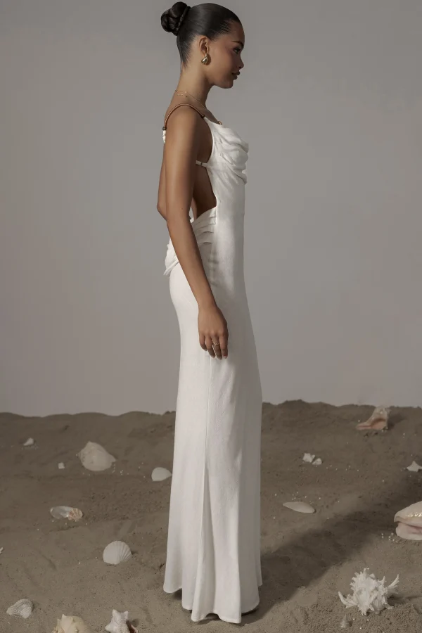 JLUXLABEL Ivory Getaway Linen Maxi Dress