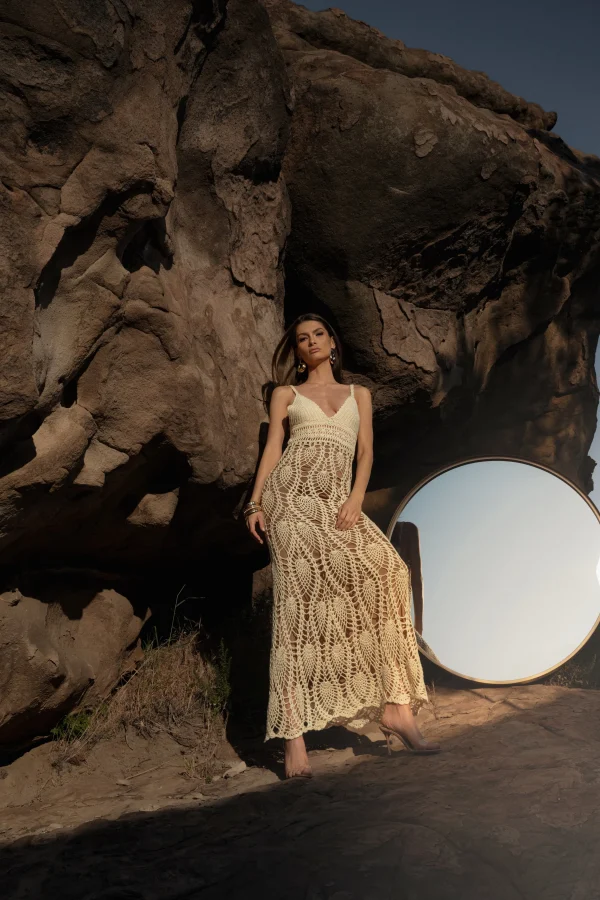 JLUXLABEL Ivory Great Escape Crochet Maxi Dress
