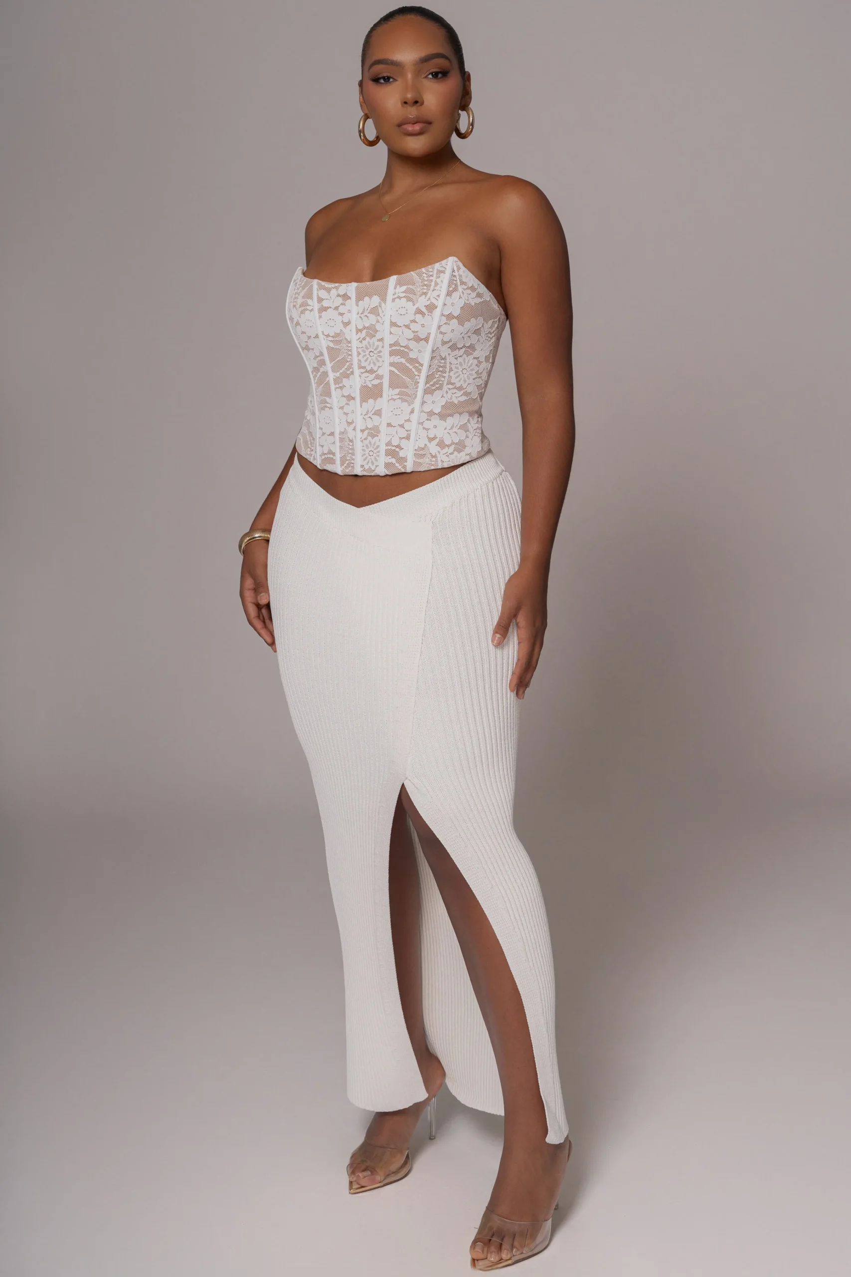 ivory_hamptons_ribbed_sli_1.webp JLUXLABEL Ivory Hamptons Ribbed Slit Skirt