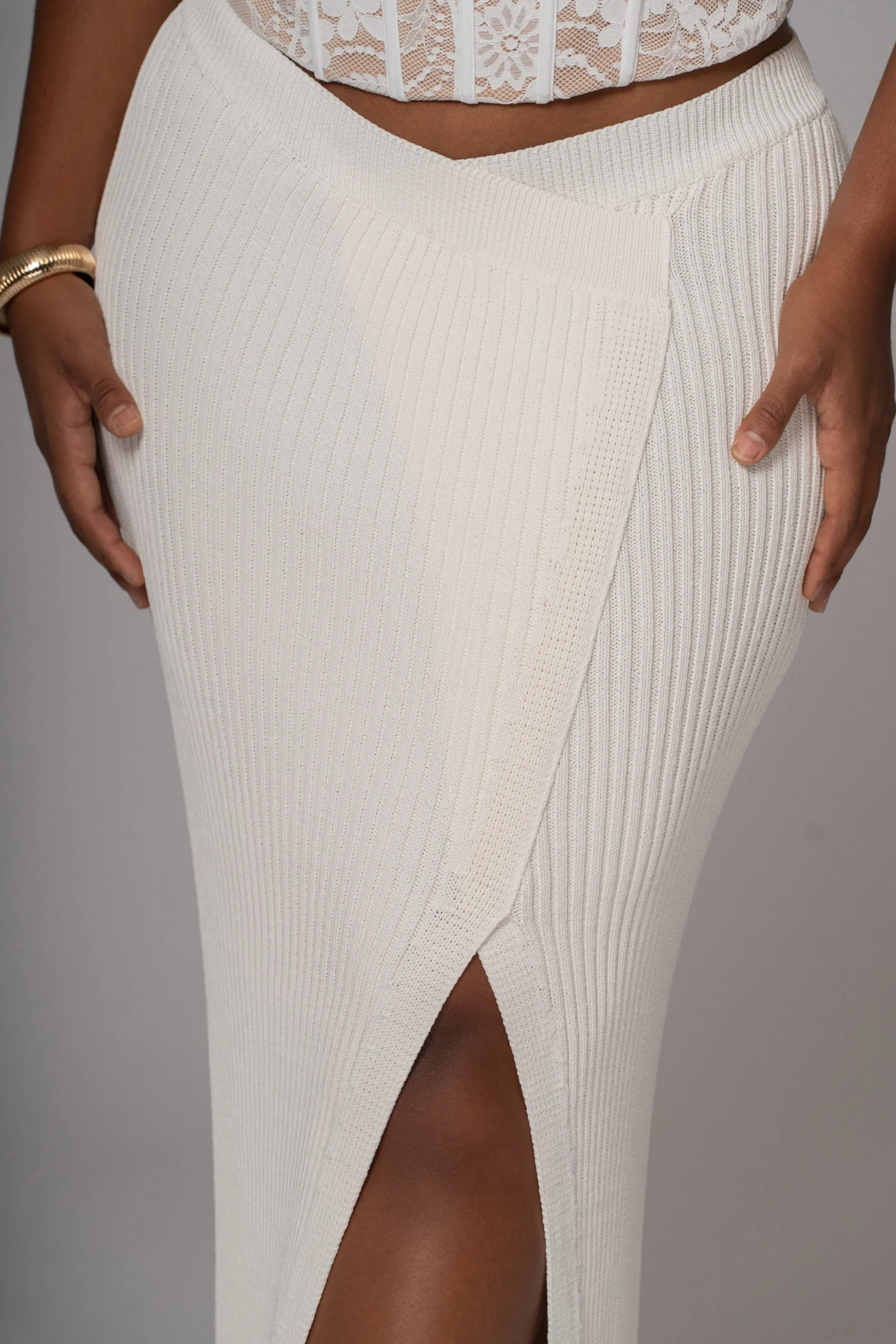 ivory_hamptons_ribbed_sli_2.webp JLUXLABEL Ivory Hamptons Ribbed Slit Skirt