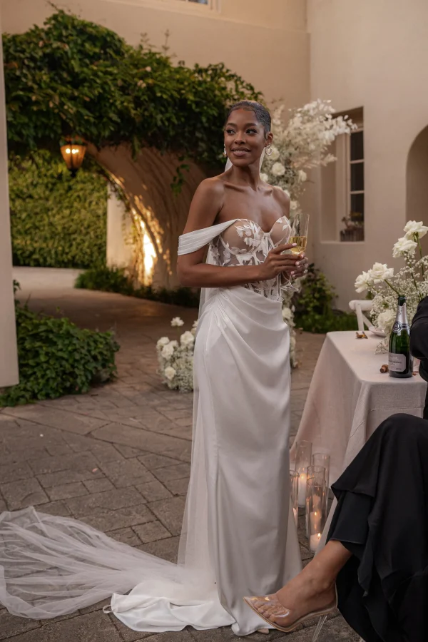 JLUXLABEL Ivory Infinite Love Satin Gown
