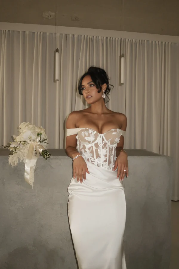 JLUXLABEL Ivory Infinite Love Satin Gown