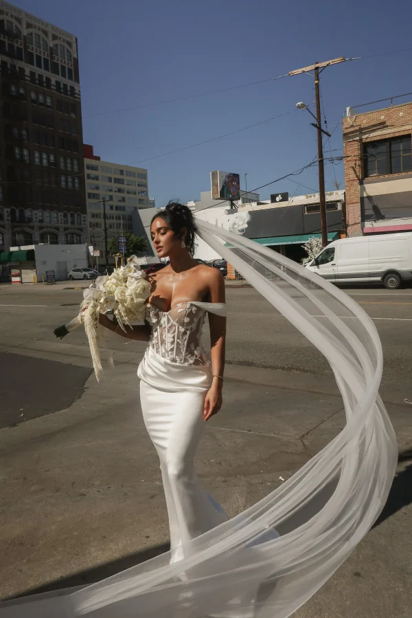 JLUXLABEL Ivory Infinite Love Satin Gown