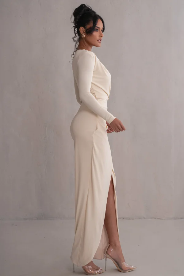 JLUXLABEL Ivory Jamie Plunge Maxi Dress