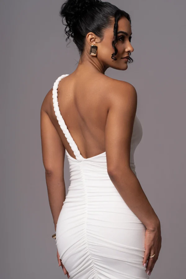 JLUXLABEL Ivory Jess Ruched Midi Dress