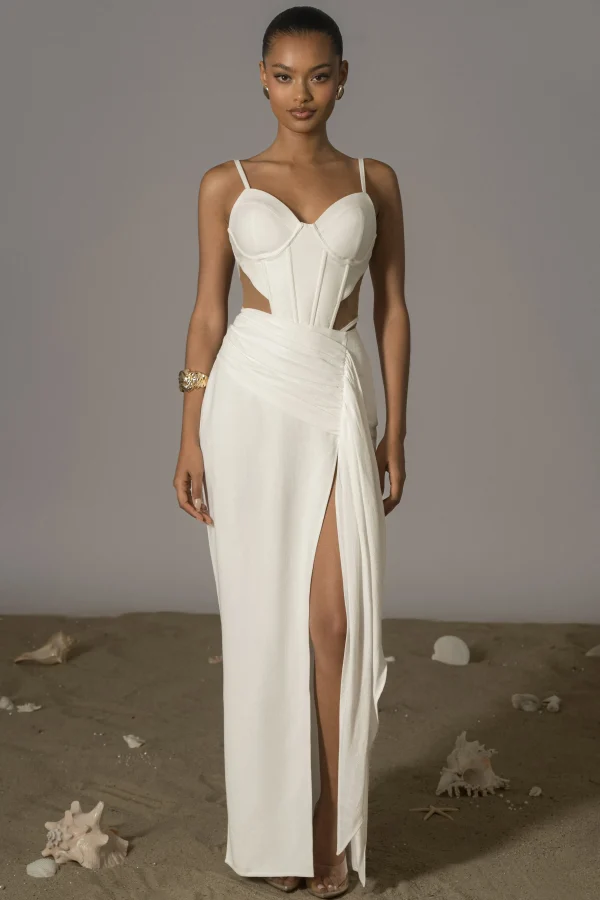JLUXLABEL Ivory Las Olas Linen Skirt