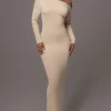 JLUXLABEL Ivory Night Shimmers Asymmetrical Maxi Dress