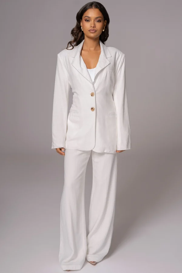 JLUXLABEL Ivory Ocean Breeze Linen Blazer
