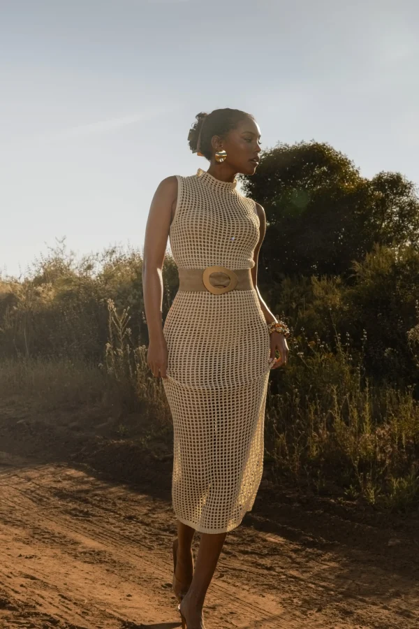 JLUXLABEL Ivory Pacific Tides Crochet Maxi Dress