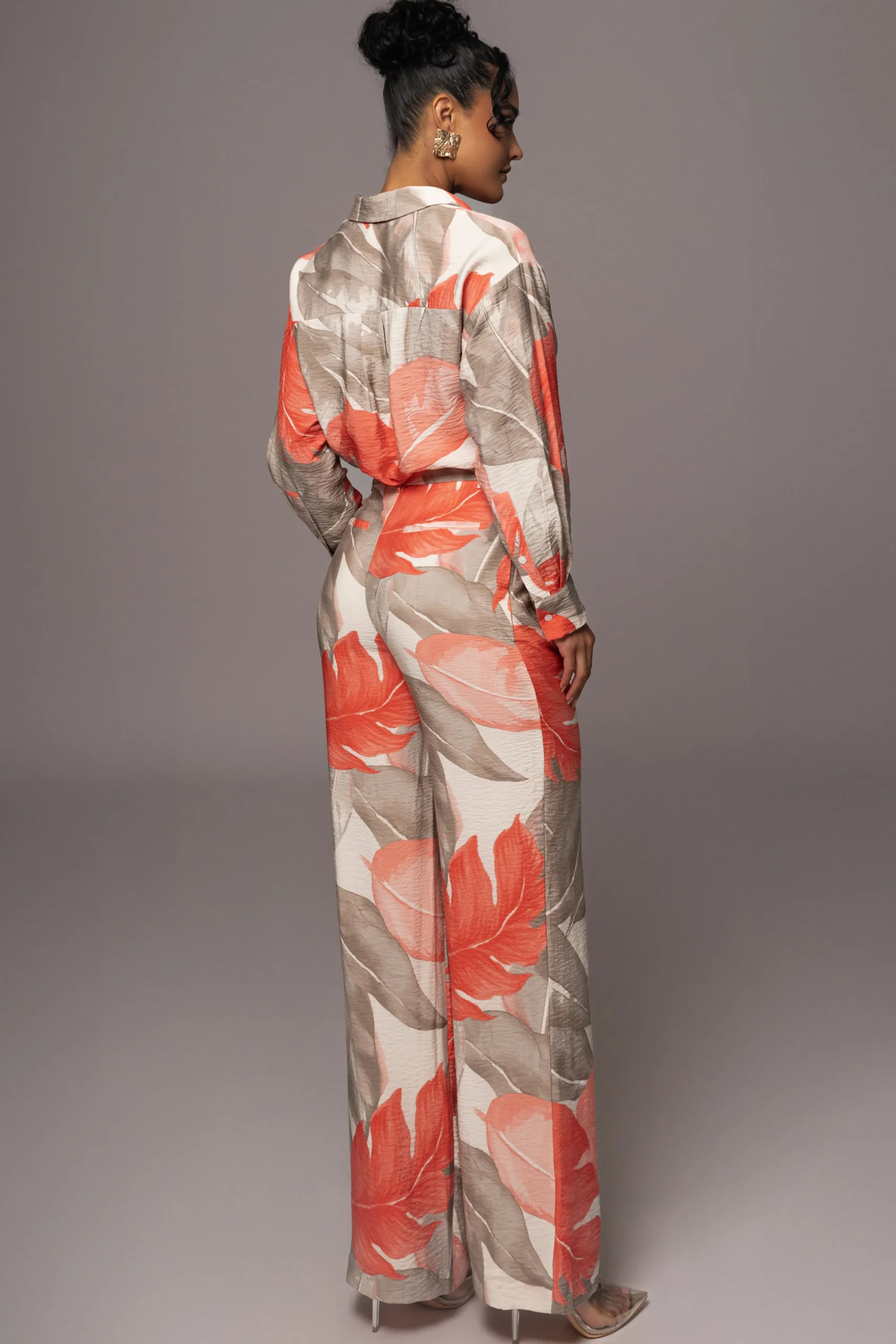 ivory_palm_print_drew_cri_6.webp JLUXLABEL Ivory Palm Print Drew Crinkled Trousers