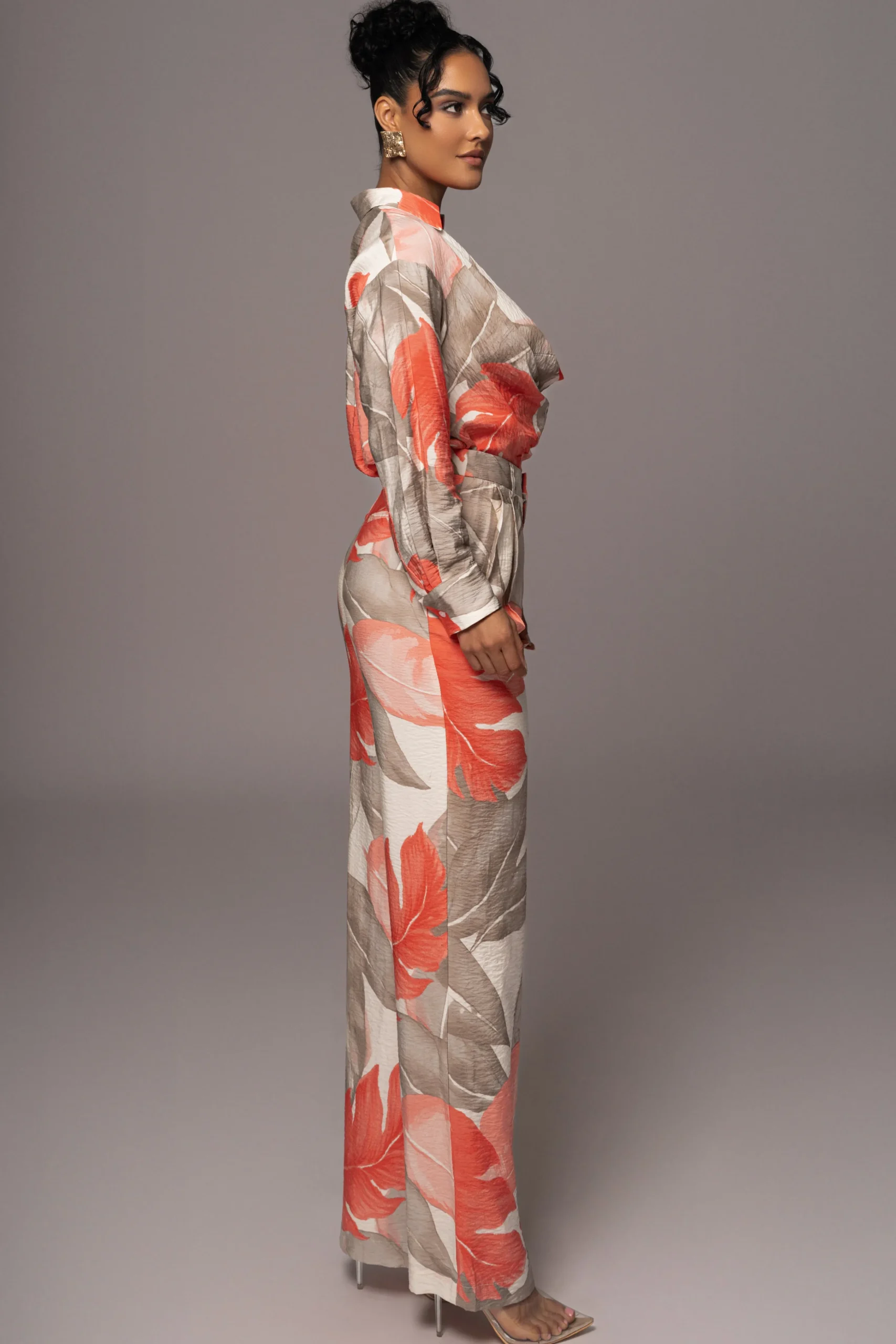 ivory_palm_print_drew_cri_8.webp JLUXLABEL Ivory Palm Print Drew Crinkled Trousers