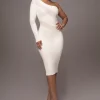 JLUXLABEL Ivory Sandra Knit Midi Dress