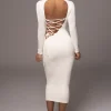 JLUXLABEL Ivory Shaye Mock Neck Dress