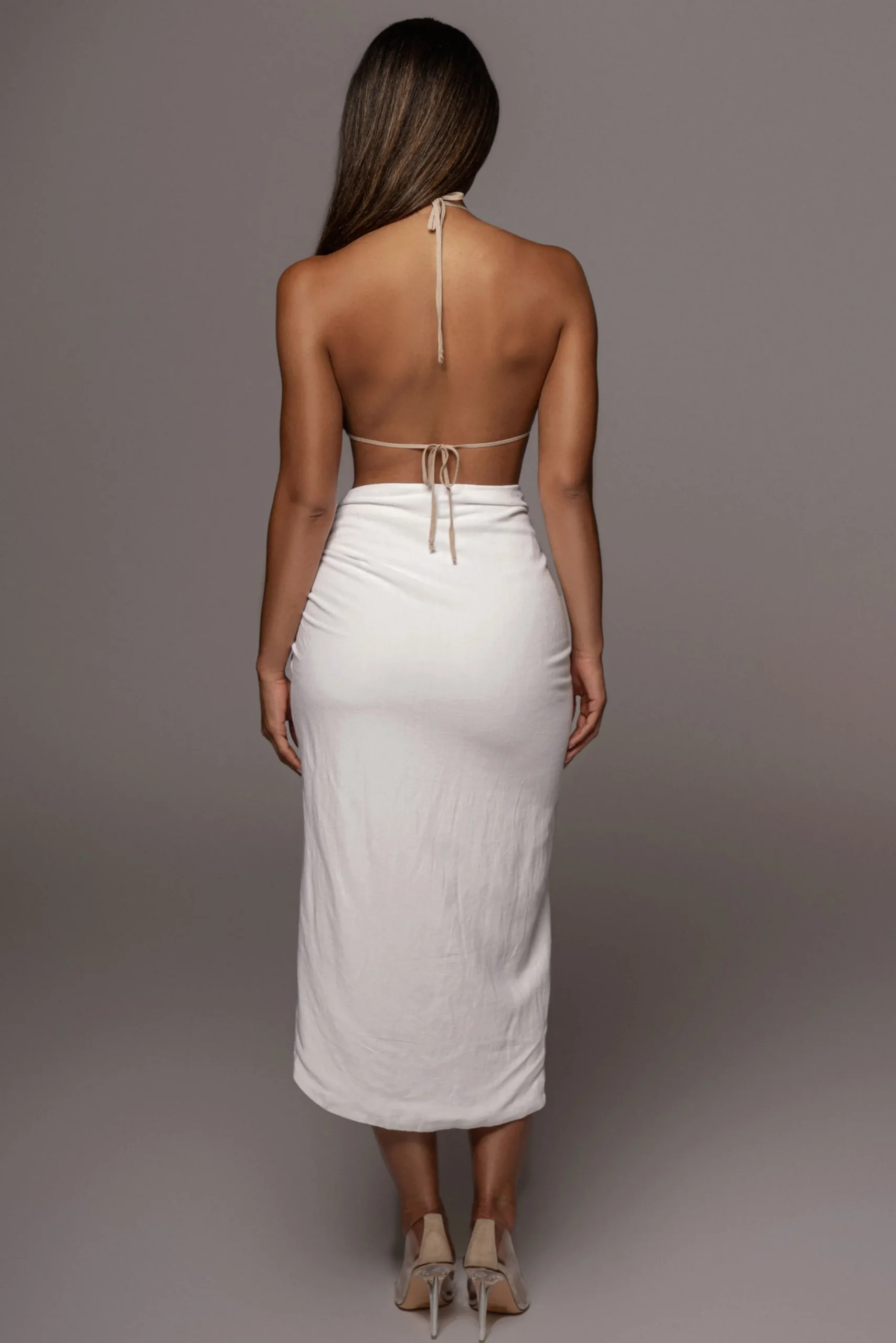 ivory_spring_ruched_linen_10.webp JLUXLABEL Ivory Spring Ruched Linen Skirt
