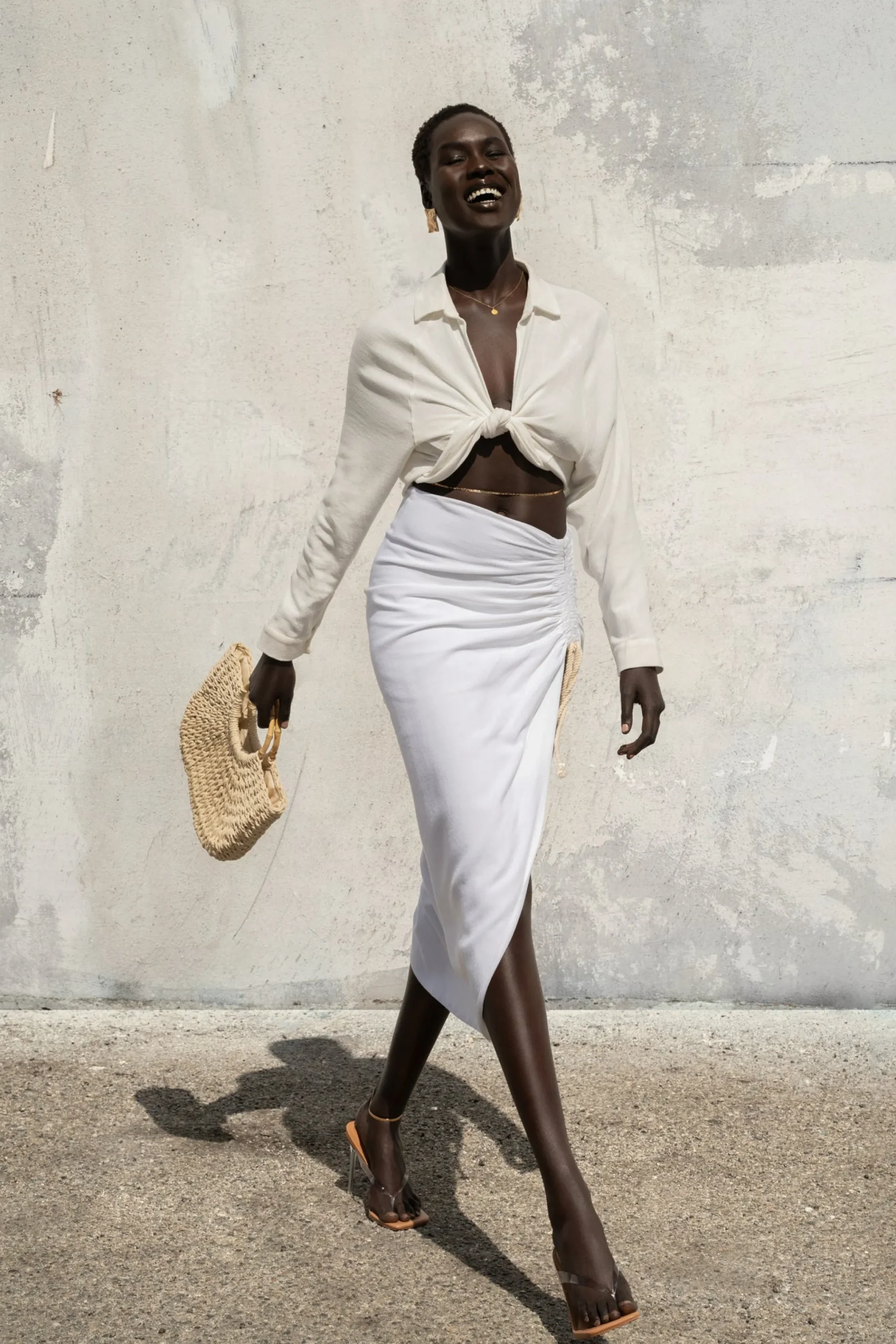 ivory_spring_ruched_linen_2.webp JLUXLABEL Ivory Spring Ruched Linen Skirt