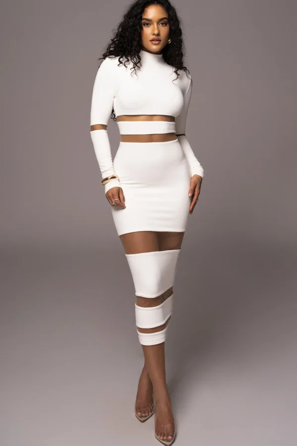 JLUXLABEL Ivory The One Mock Neck Midi Dress