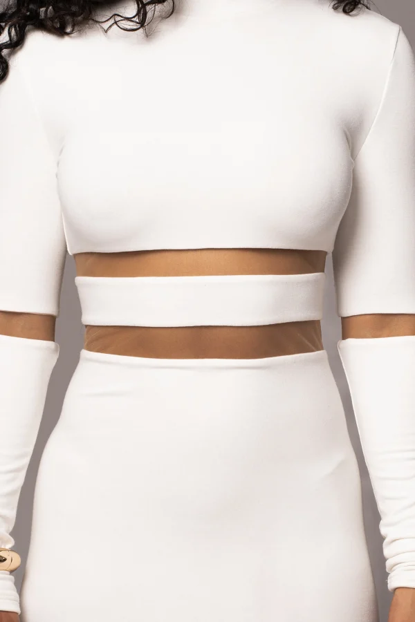 JLUXLABEL Ivory The One Mock Neck Midi Dress