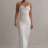 JLUXLABEL Ivory Unveiled Satin Maxi Dress