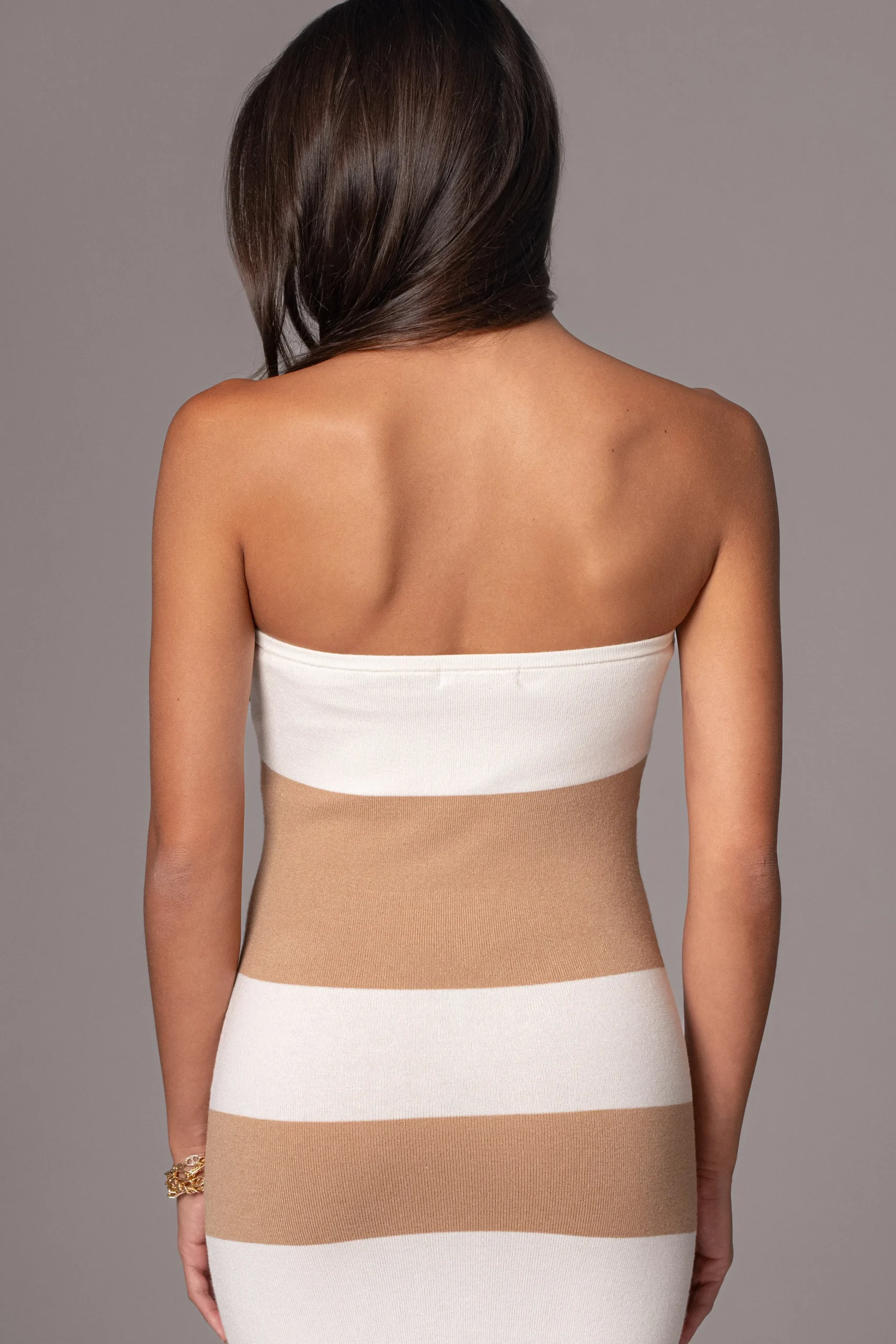 ivorybeige_striped_strapl_12.webp JLUXLABEL Ivory/Beige Striped Strapless Midi Dress
