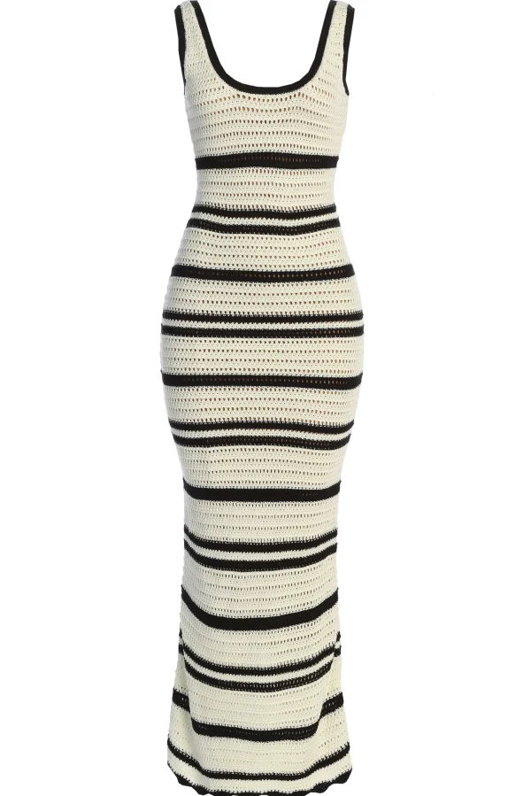 JLUXLABEL Ivory/Black Destiny Knit Maxi Dress