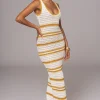 JLUXLABEL Ivory/Yellow Destiny Knit Maxi Dress