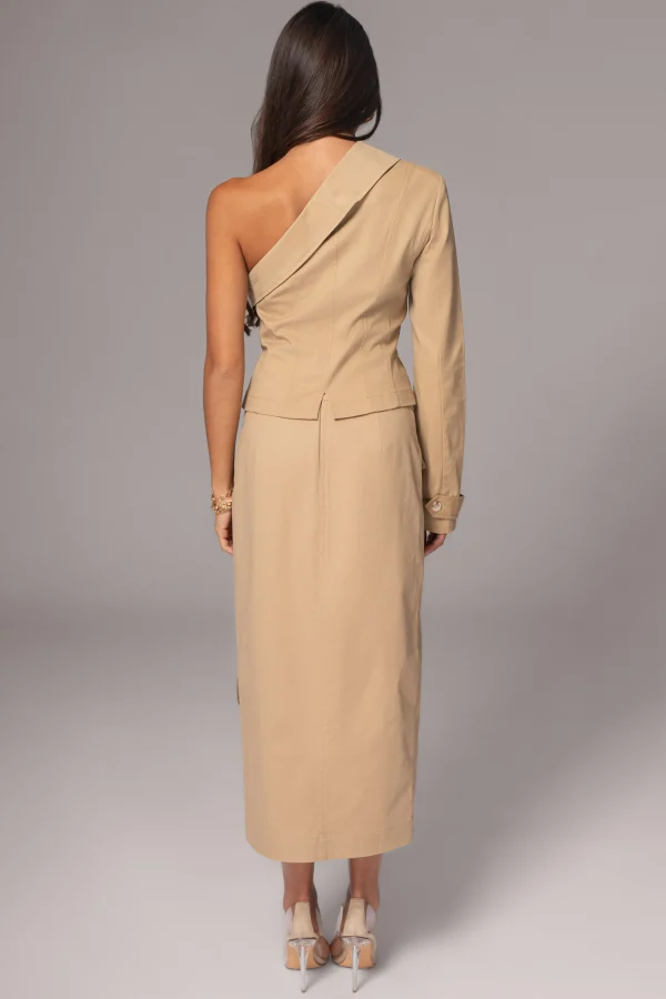 JLUXLABEL Khaki Amal One Shoulder Top