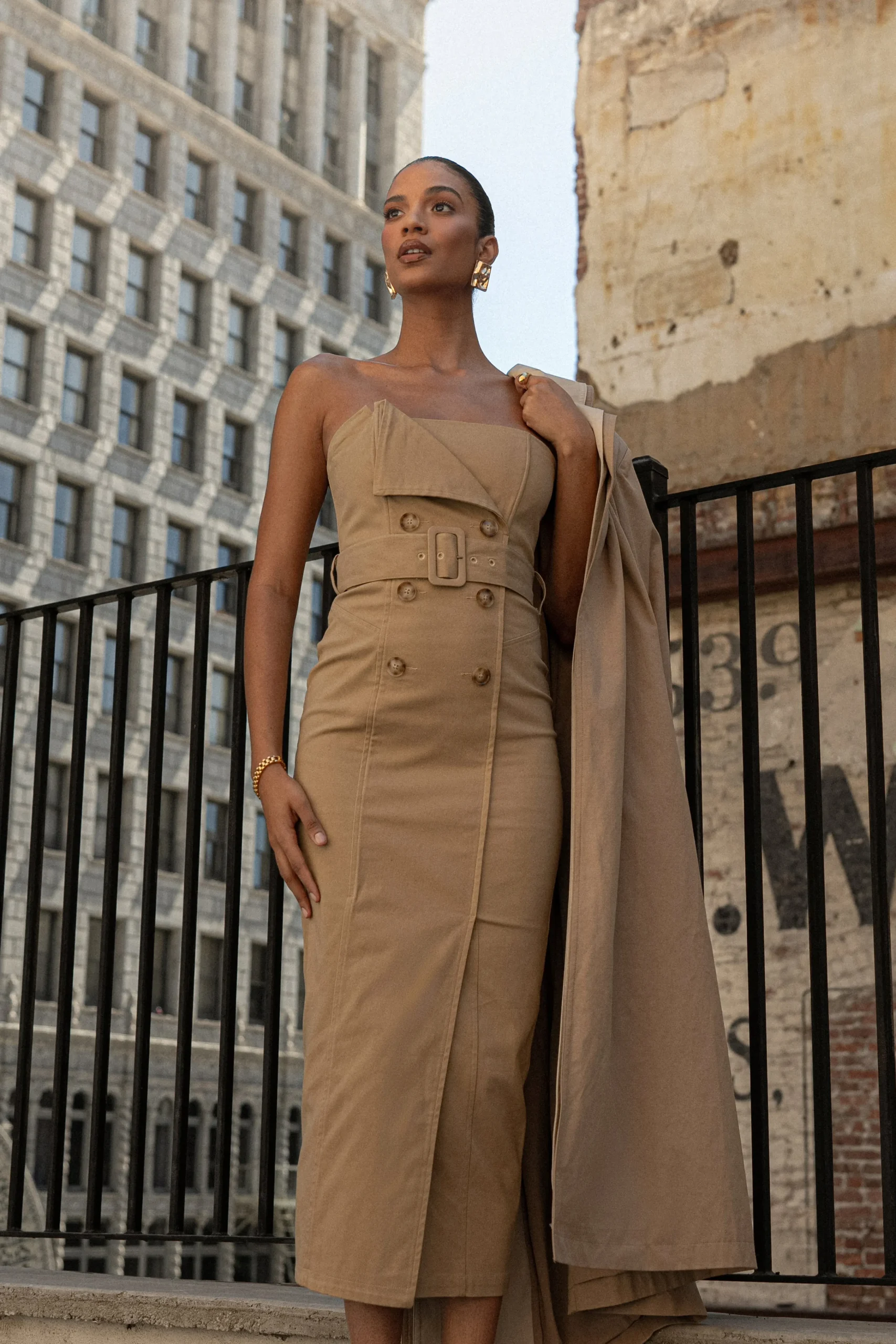 khaki_asymmetric_belted_m_10.webp JLUXLABEL Khaki Asymmetric Belted Midi Dress