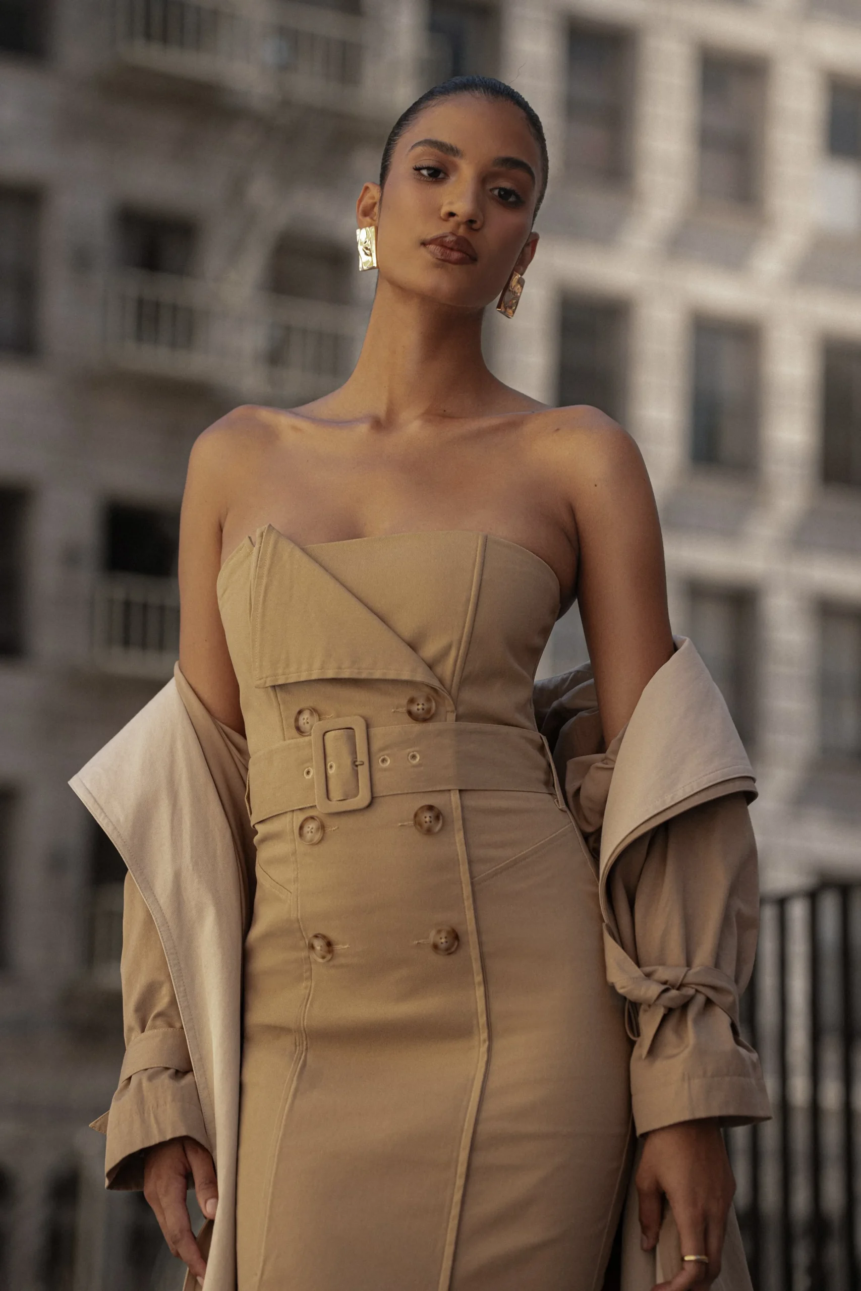 khaki_asymmetric_belted_m_11.webp JLUXLABEL Khaki Asymmetric Belted Midi Dress